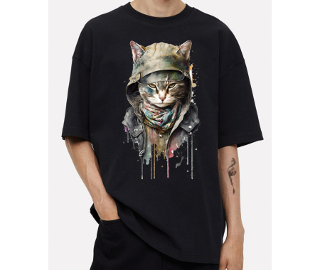 koszulka Synchro Heavy Oversize - ART GOTARD STUDIO " CAT VADE " , T-shirt jakości premium SUB969